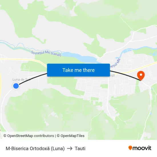 M-Biserica Ortodoxă (Luna) to Tauti map