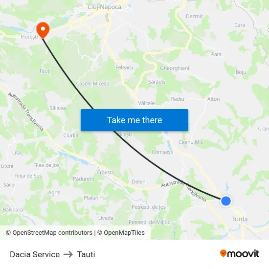 Dacia Service to Tauti map