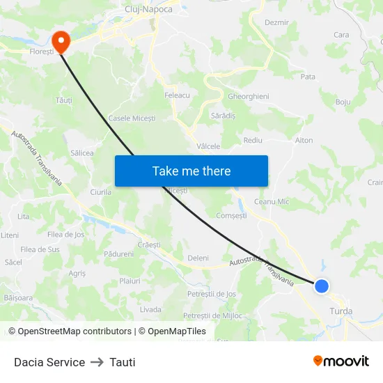 Dacia Service to Tauti map