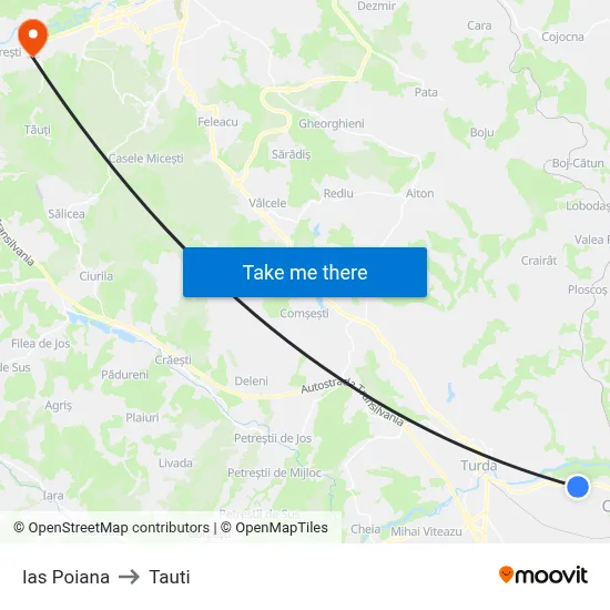 Ias Poiana to Tauti map