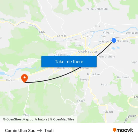 Camin Utcn Sud to Tauti map