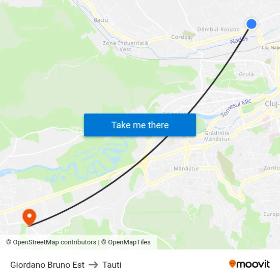 Giordano Bruno Est to Tauti map