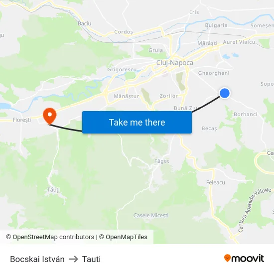 Bocskai István to Tauti map
