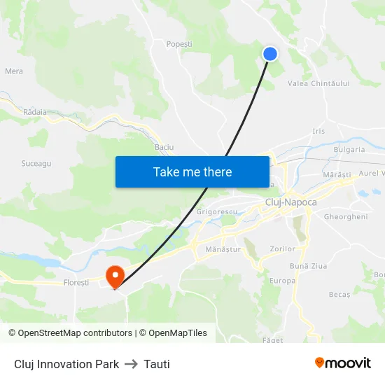 Cluj Innovation Park to Tauti map