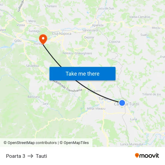 Poarta 3 to Tauti map