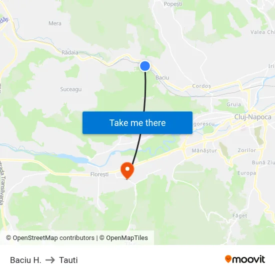 Baciu H. to Tauti map