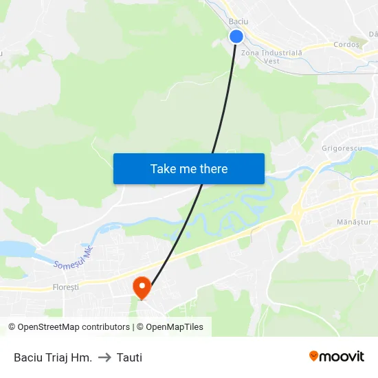 Baciu Triaj Hm. to Tauti map