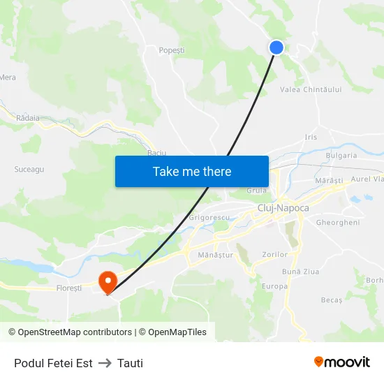 Podul Fetei Est to Tauti map
