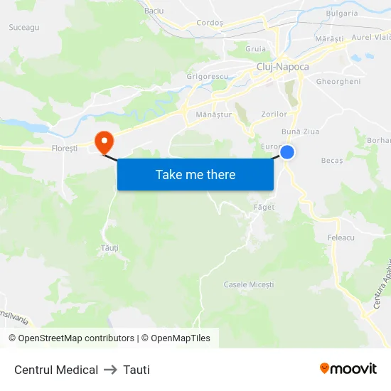 Centrul Medical to Tauti map