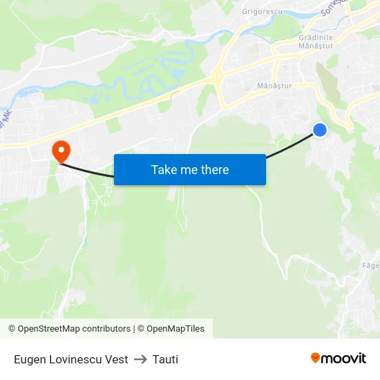 Eugen Lovinescu Vest to Tauti map