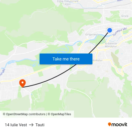 14 Iulie Vest to Tauti map