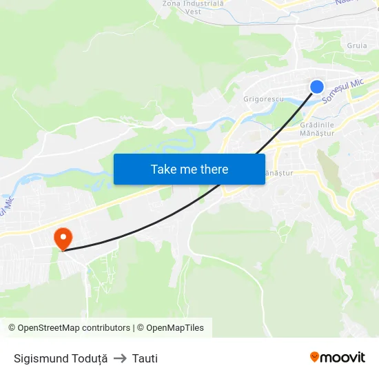 Sigismund Toduță to Tauti map