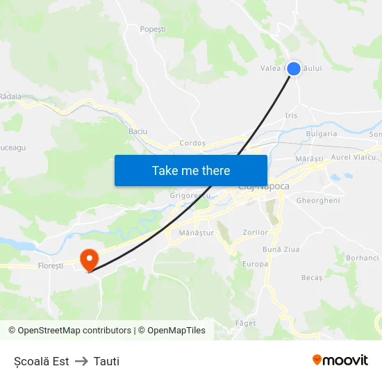 Școală Est to Tauti map
