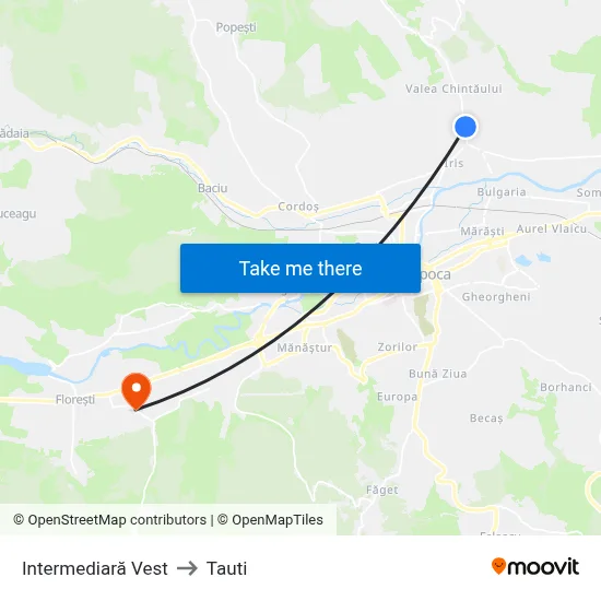 Intermediară Vest to Tauti map