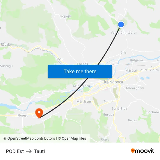 POD Est to Tauti map