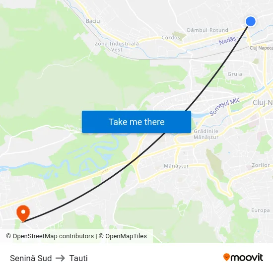 Senină Sud to Tauti map