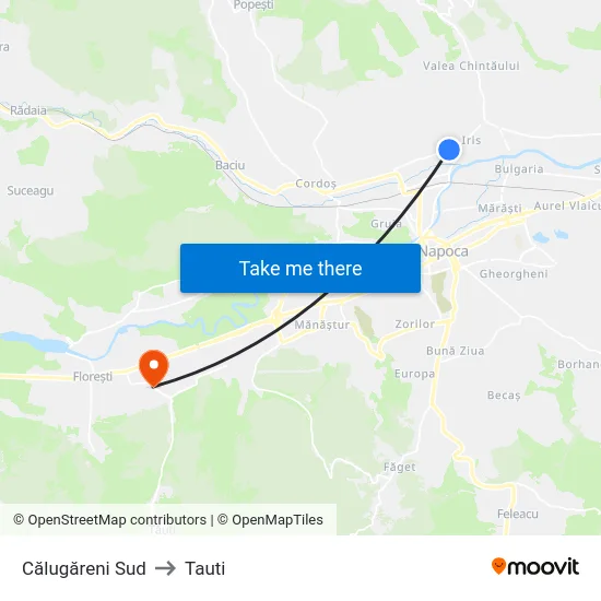 Călugăreni Sud to Tauti map