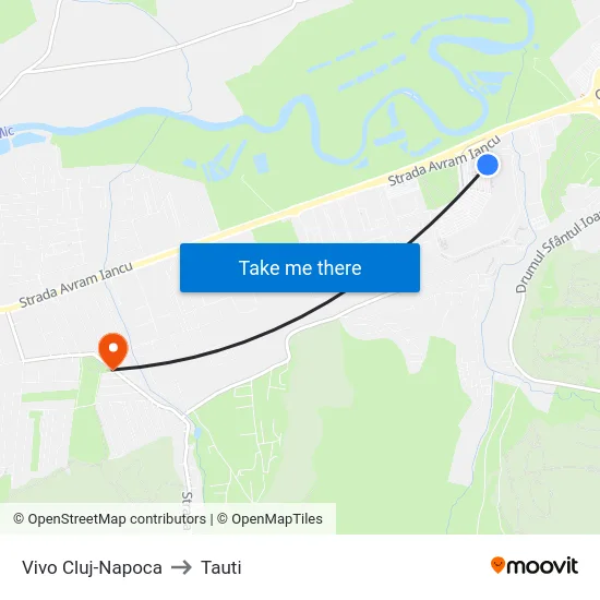 Vivo Cluj-Napoca to Tauti map