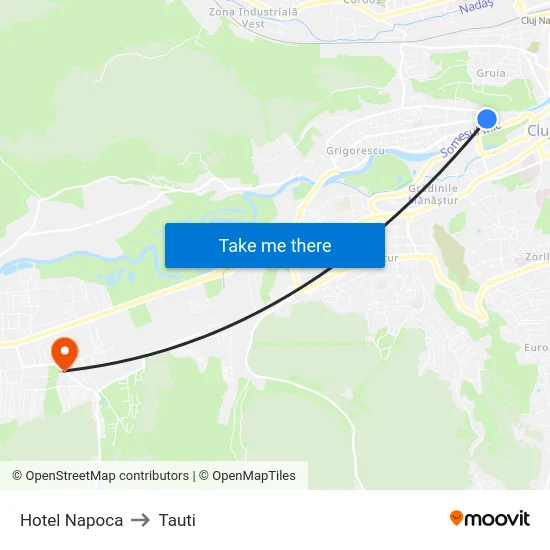 Hotel Napoca to Tauti map