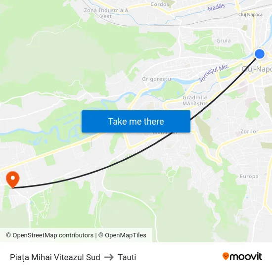 Piața Mihai Viteazul Sud to Tauti map