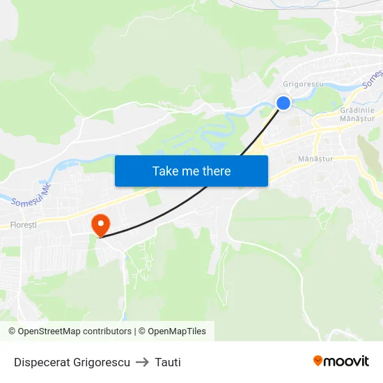 Dispecerat Grigorescu to Tauti map