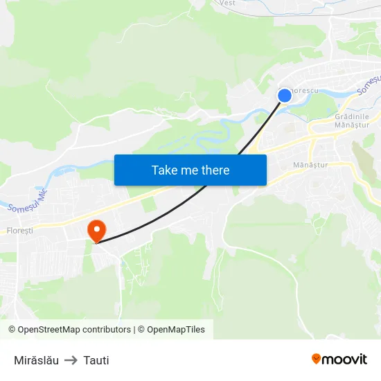 Mirăslău to Tauti map