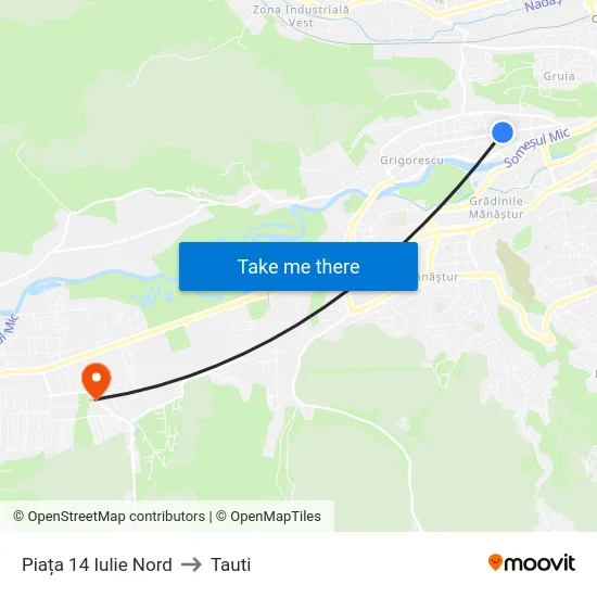 Piața 14 Iulie Nord to Tauti map