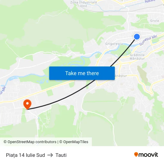 Piața 14 Iulie Sud to Tauti map