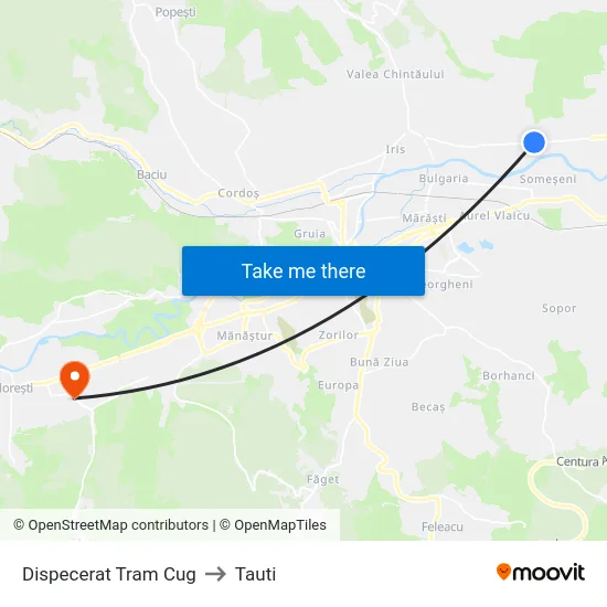 Dispecerat Tram Cug to Tauti map