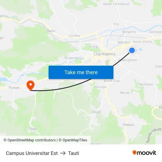 Campus Universitar Est to Tauti map