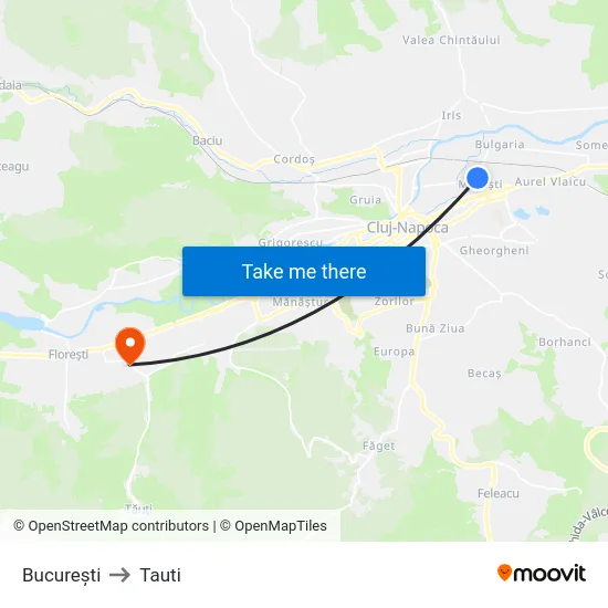 București to Tauti map