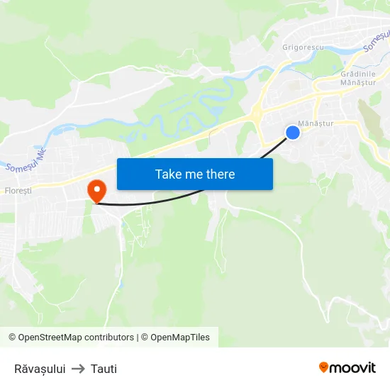 Răvașului to Tauti map