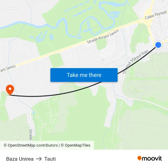 Baza Unirea to Tauti map