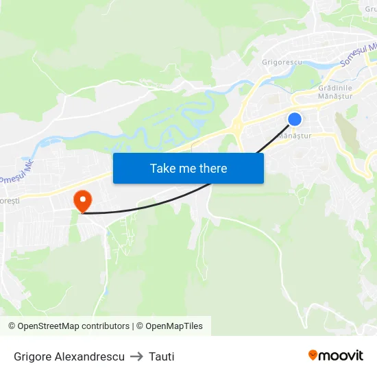 Grigore Alexandrescu to Tauti map