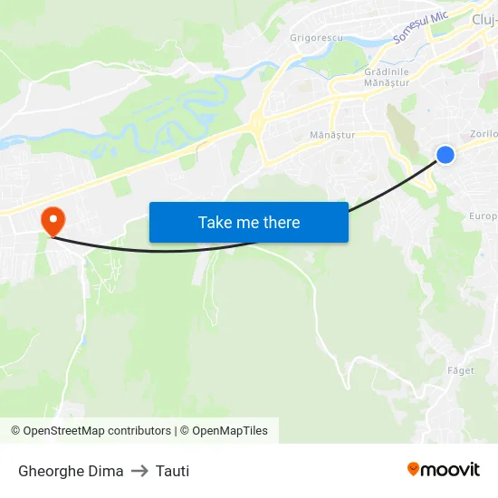 Gheorghe Dima to Tauti map