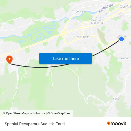 Spitalul Recuperare Sud to Tauti map