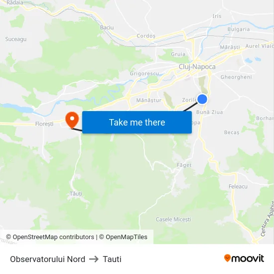 Observatorului Nord to Tauti map