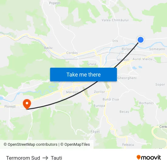 Termorom Sud to Tauti map