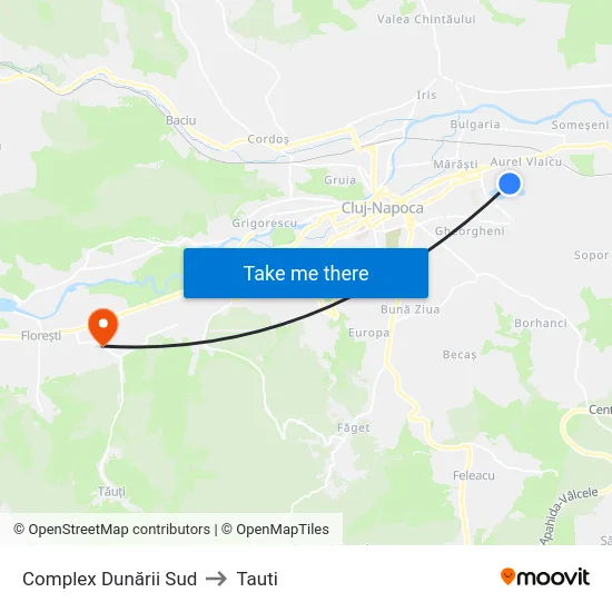 Complex Dunării Sud to Tauti map
