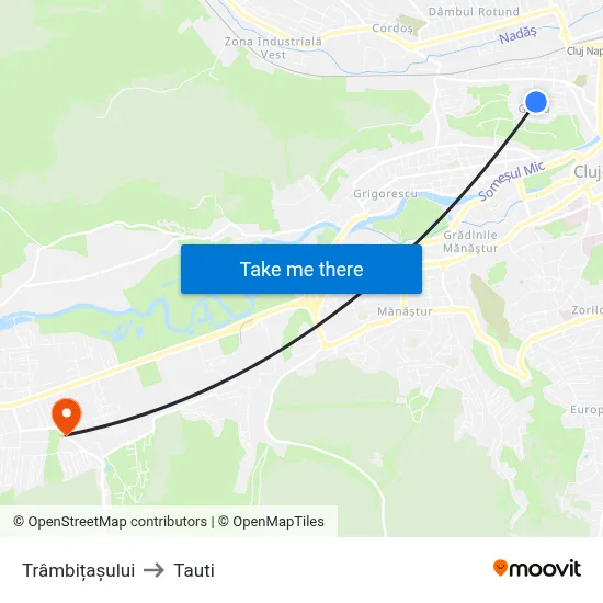 Trâmbițașului to Tauti map