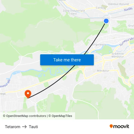 Tetarom to Tauti map