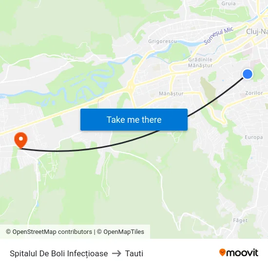 Spitalul De Boli Infecțioase to Tauti map