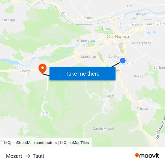 Mozart to Tauti map