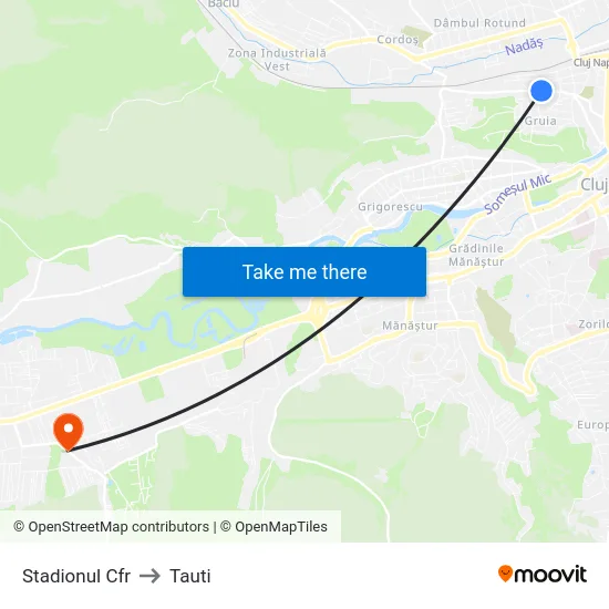 Stadionul Cfr to Tauti map