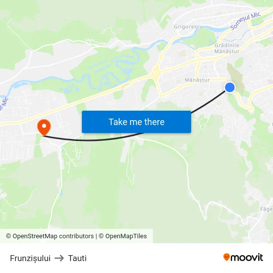 Frunzișului to Tauti map