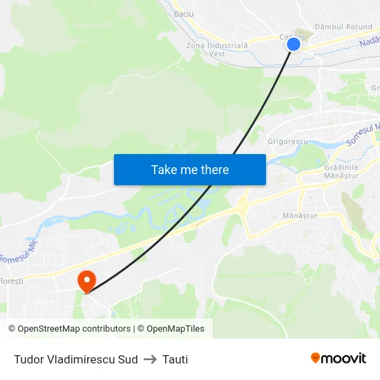Tudor Vladimirescu Sud to Tauti map
