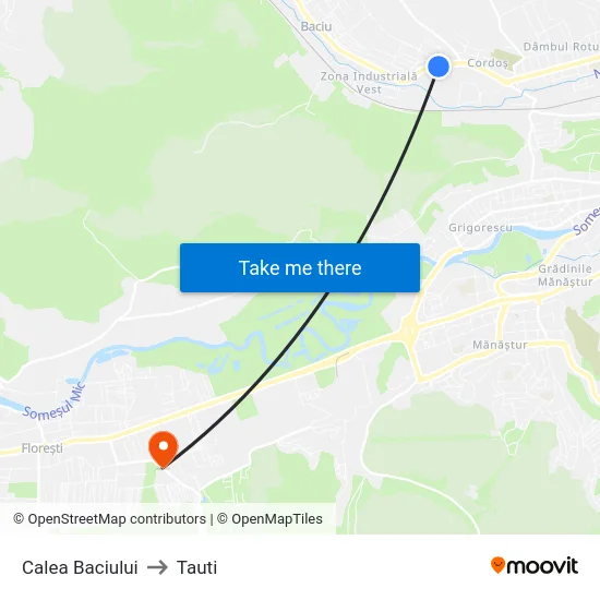 Calea Baciului to Tauti map