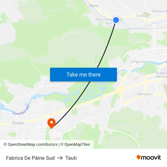 Fabrica De Pâine Sud to Tauti map