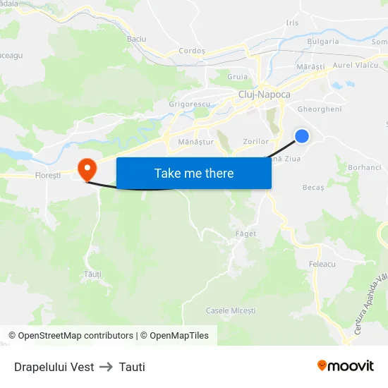 Drapelului Vest to Tauti map
