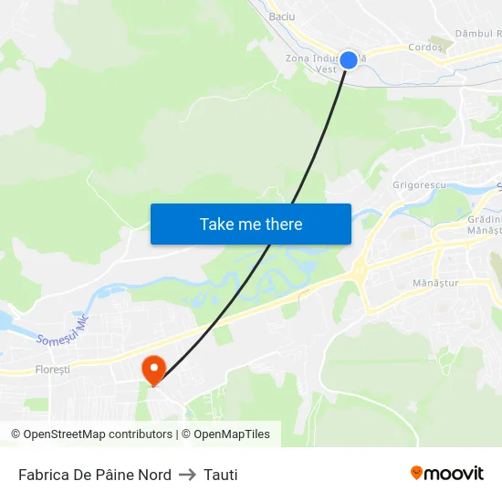 Fabrica De Pâine Nord to Tauti map